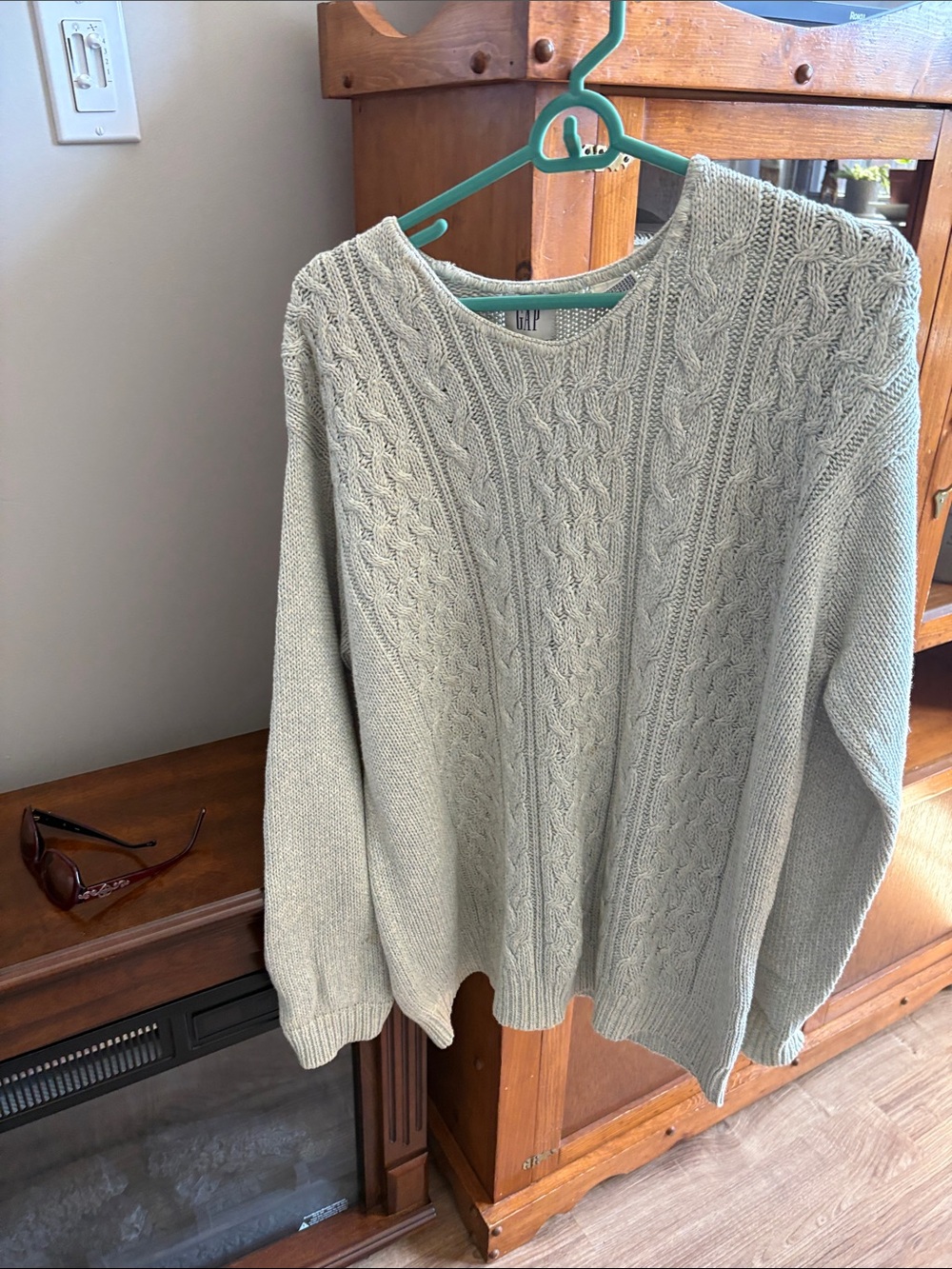 GAP Light Sage Cable-Knit Pullover